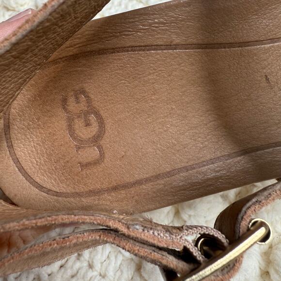 UGG Braelynn Metallic Leather Sandals Rose Gold Size 10 - Picture 7 of 15